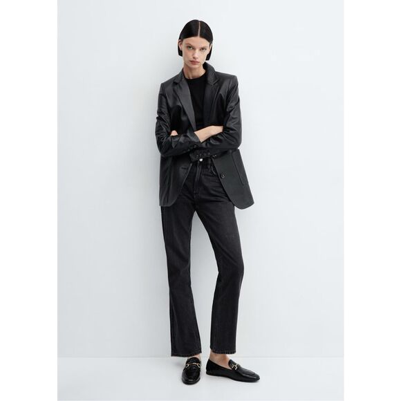 MNG BY MANGO CROC LEATHER LOAFERS  METALLIC DETAIL HORSEBIT 39 US8.5 - Picture 4 of 6